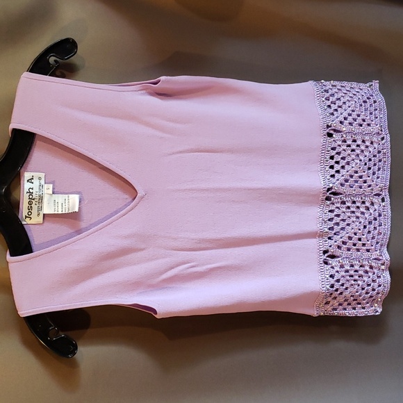 Joseph A Lavender Top with Crochet and Beaded Trim Size SP - Picture 2 of 11